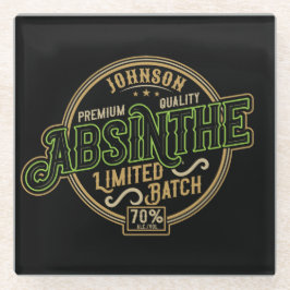 Personalisiertes Absinth-Kräutergeist-Liquor-Label Glasuntersetzer