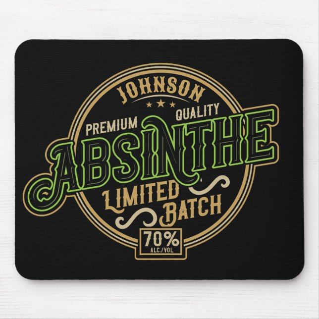 Personalisiertes Absinth-Kräutergeist-Liquor-Label Mousepad (Vorne)