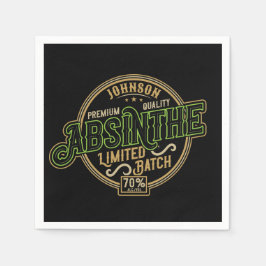 Personalisiertes Absinth-Kräutergeist-Liquor-Label Serviette