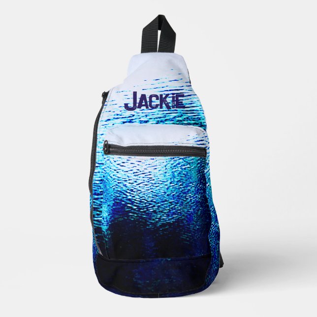 Personalisiertes Abstraktes Blaues Wasser Crossbody Bag (Vorderseite)