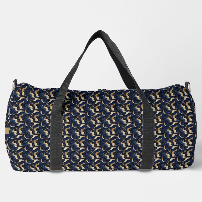 Personalisiertes Abstraktes Gold und Marine Duffle Bag (Vorderseite)