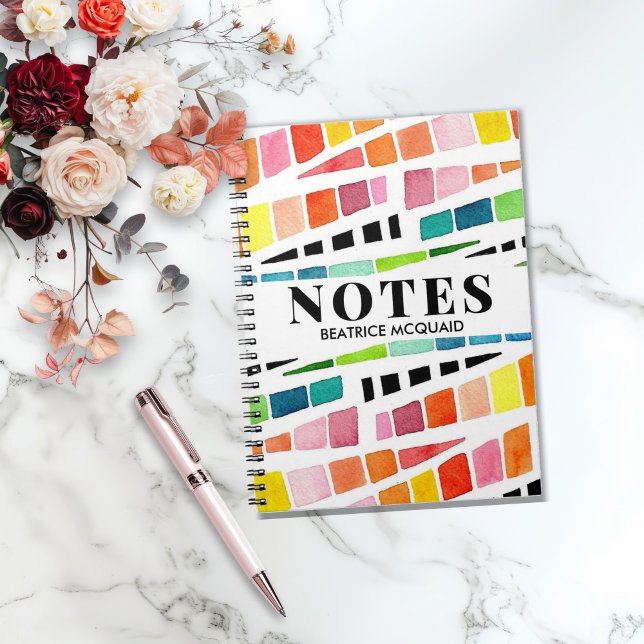 Personalisiertes Abstraktes Wasserfarbmuster Notizblock (Personalized Vibrant Watercolor Notebook
)