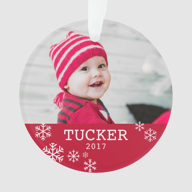 Personalisiertes Acrylic Snowflake Foto Ornament (Vorderseite)
