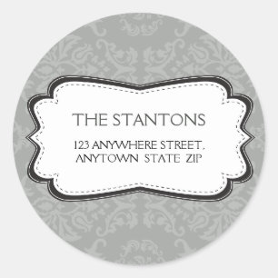 PERSONALISIERTES ADDRESS-ETIKETT:: göttlich Damast Runder Aufkleber