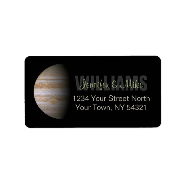 Personalisiertes Adressetikett mit Jupiter (Vorne)