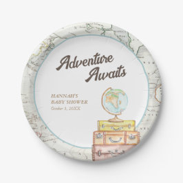 Personalisiertes Adventure erwartet Baby Shower Te Pappteller