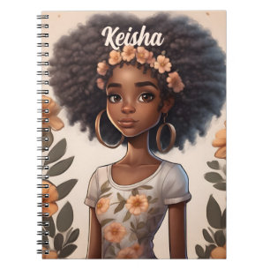 Personalisiertes Afro-American-Girl-Notebook Notizblock