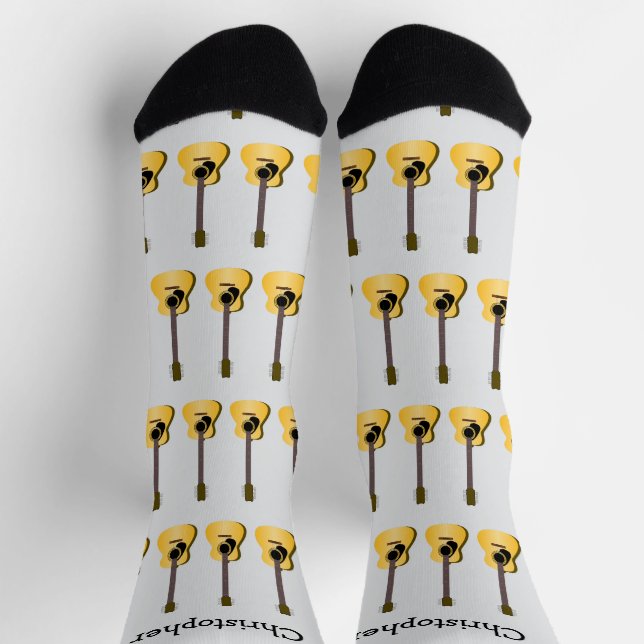 Personalisiertes Akustikgitarren-Design Socken (Oben)