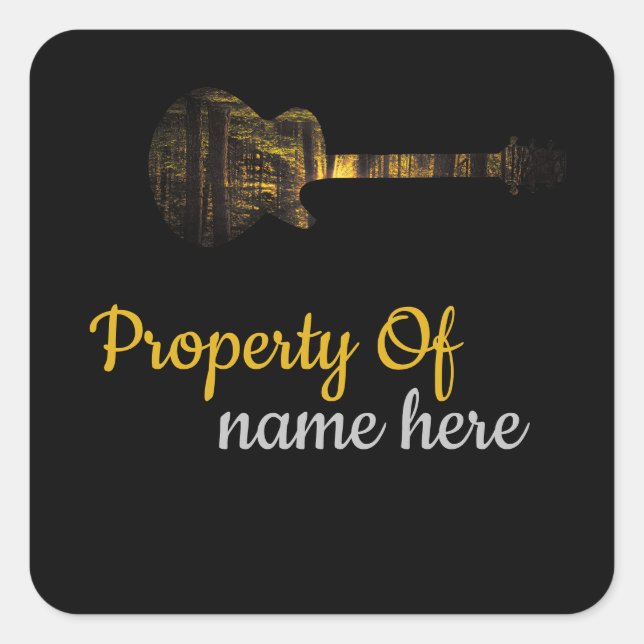 Personalisiertes akustisches Gitarrenlogo Quadratischer Aufkleber (Vorderseite)