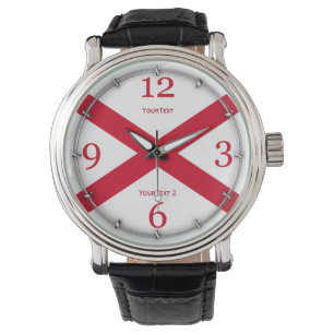 Personalisiertes Alabama State Flag Watch Design Armbanduhr