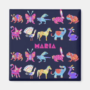 Personalisiertes Alebrije mexikanische Tiere Kunst Magnet
