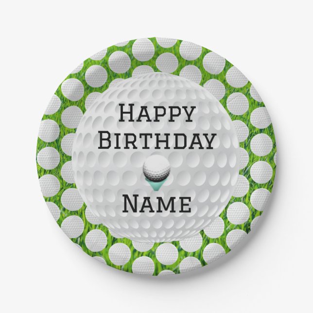 Personalisiertes Alles Gute zum Geburtstag Golf De Pappteller (Vorderseite)