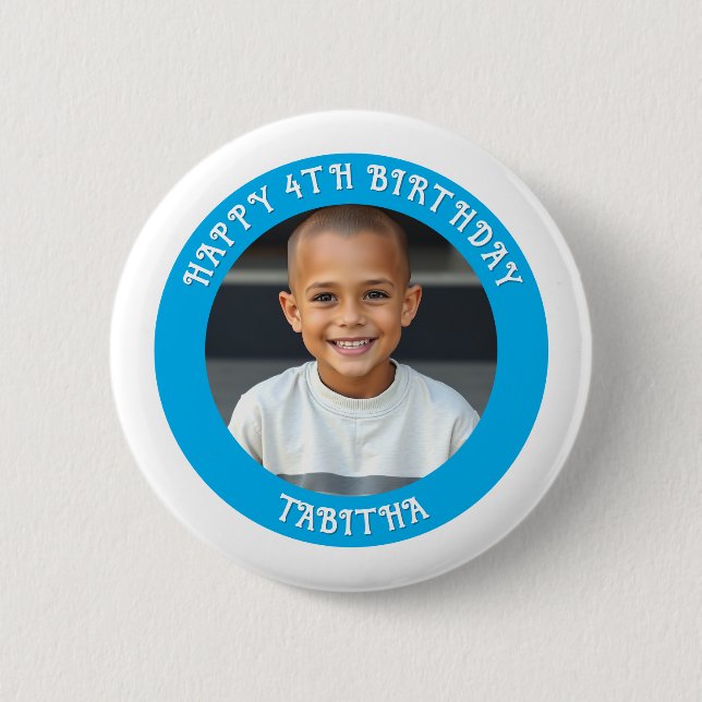 Personalisiertes Alter, Name und Foto Geburtstag Button (Vorderseite)