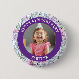 Personalisiertes Alter, Name und Foto Geburtstag Button