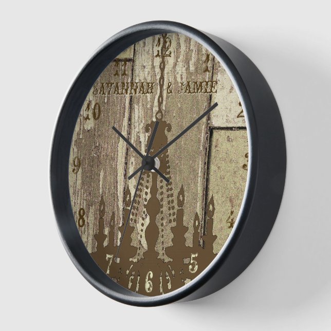 Personalisiertes altes rustikales Holz sieht Lüste Uhr (Winkel)