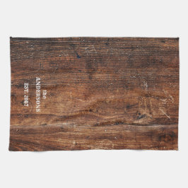 Personalisiertes altes rustikales Kratzerholz Geschirrtuch