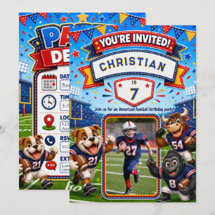 Personalisiertes American-Football-Geburtstagsfoto Einladung