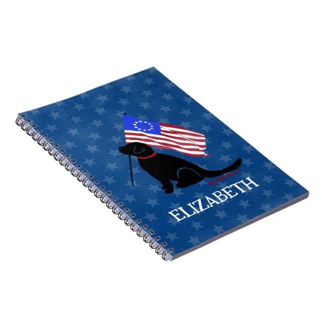 Personalisiertes American Patriot Black Lab Notebo Notizblock (Rechte Seite)