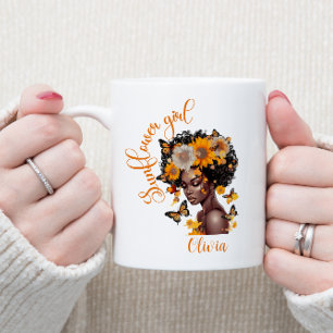 Personalisiertes amerikanisches Sonnenblumenmädche Zweifarbige Tasse