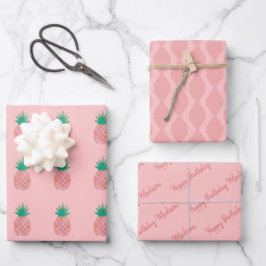 Personalisiertes Ananas-Wrapping Paper-Set Geschenkpapier Set