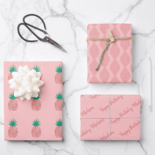 Personalisiertes Ananas-Wrapping Paper-Set Geschenkpapier Set