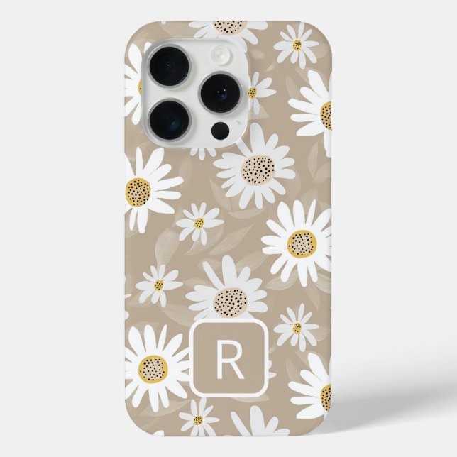 Personalisiertes anfängliches Daisy-Muster Beige Case-Mate iPhone Hülle (Rückseite)