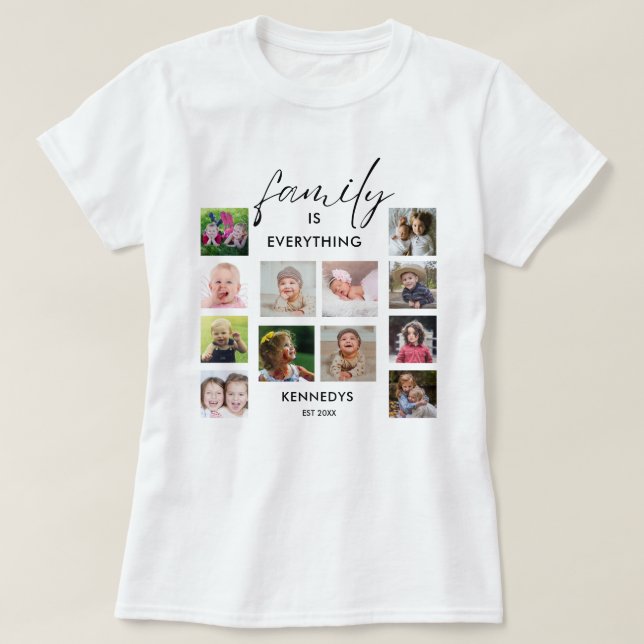 Personalisiertes Angebot für 12 Fotocollage-Famili T-Shirt (Design vorne)