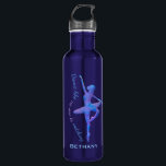 Personalisiertes Angebot für Balletttänzer Edelstahlflasche<br><div class="desc">Ballerina Silhouette in blauen und lila Tönen mit "Tanz wie niemand beobachtet" Zitat.</div>