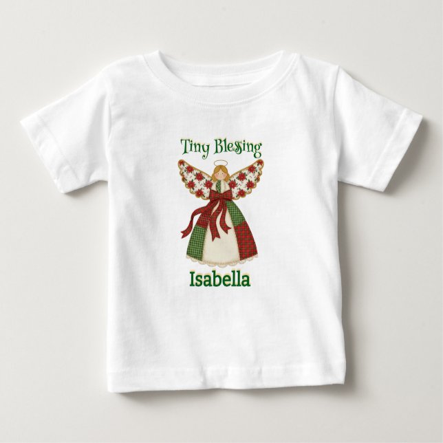 Personalisiertes Angel-Design - Niedlicher Patchwo Baby T-shirt (Vorderseite)
