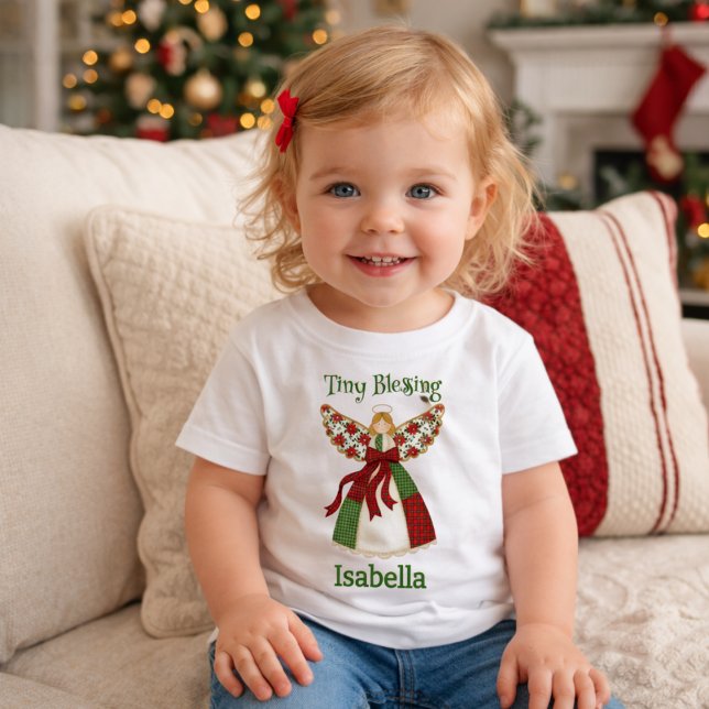 Personalisiertes Angel-Design - Niedlicher Patchwo Baby T-shirt (Von Creator hochgeladen)