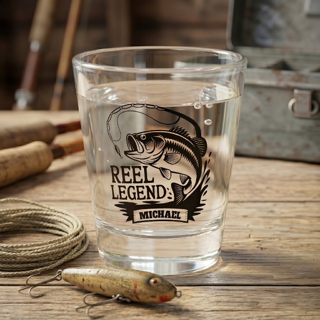 Personalisiertes Angelglas Reel Legend Schnapsglas (Von Creator hochgeladen)