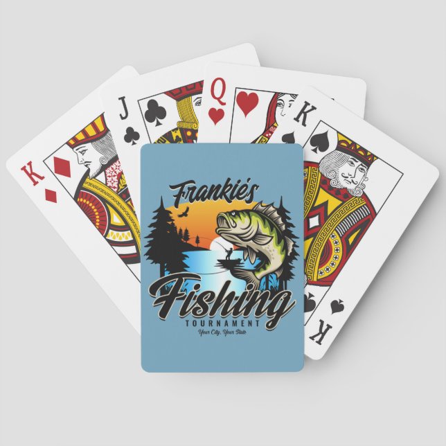 Personalisiertes Angelturnier Fischfeindlichkeit Spielkarten (Rückseite)