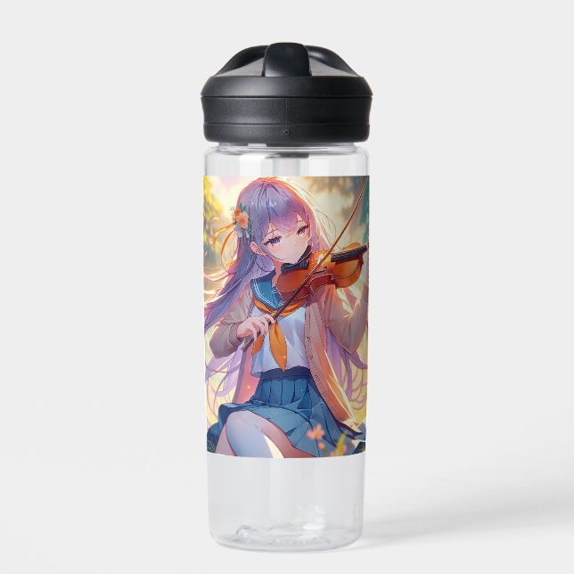 Personalisiertes Anime Girl Violinspiel Trinkflasche (Vorderseite)