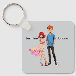 Personalisiertes Anime-Paar-Quadrat-Schlüsselanhän Schlüsselanhänger