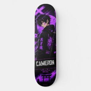 Personalisiertes Anime Schwarz Lila Samurai Skateboard
