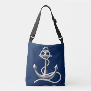 Personalisiertes Ankerkreuz-Leichensack Marineblau Tragetaschen Mit Langen Trägern