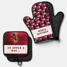 Personalisiertes Apple-Muster Ofenhandschuh & Topflappen-Set