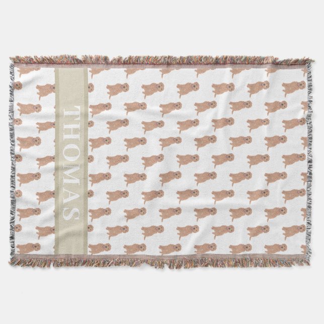 Personalisiertes Apricot Rotes Golden Doodle Decke (Vorderseite)
