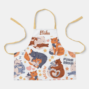 Personalisiertes Apron mit glücklichen Katzen Name Schürze
