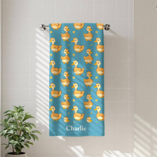 Personalisiertes Aqua Blau Enten Kinder Strandtuch