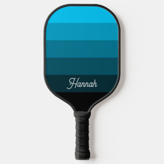 Personalisiertes Aqua Blau-Schwarz-Ombre-Streifenm Pickleball Schläger