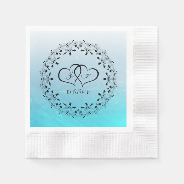 Personalisiertes Aqua Blue Scratch Cocktail Napkin Serviette (Vorderseite)