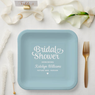 Personalisiertes Aqua Blue Wedding Brautparty Pappteller