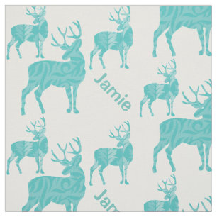 Personalisiertes Aqua Deer mit Abstraktem Muster Stoff