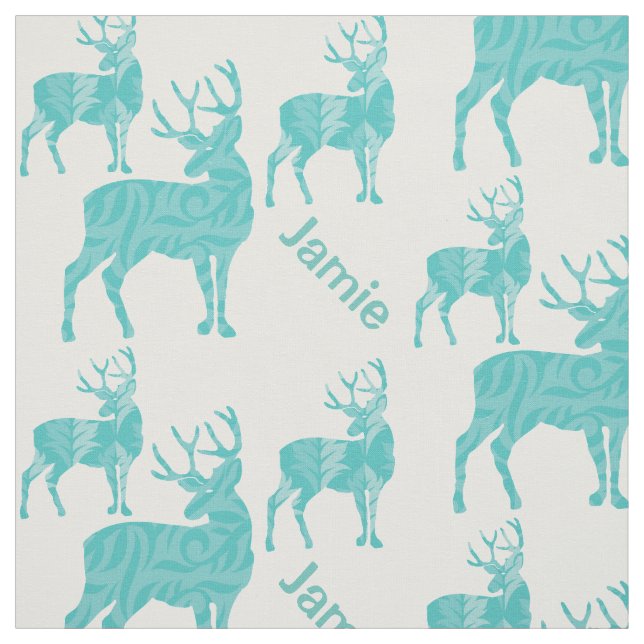 Personalisiertes Aqua Deer mit Abstraktem Muster Stoff (Muster)