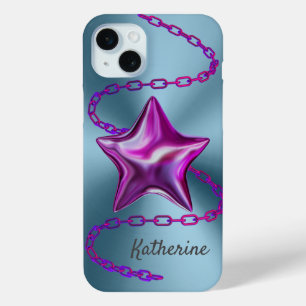 Personalisiertes Aqua & Hot Pink Star Case-Mate iPhone Hülle