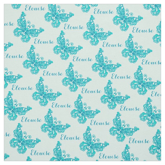 Personalisiertes Aqua-Name-Schmetterling-Stilmuste Stoff (Muster)