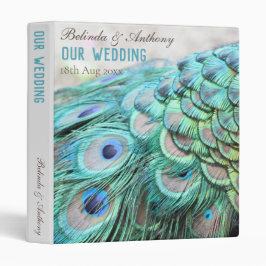 Personalisiertes Aqua Peacock Feathers Wedum Album 2,5 Cm Ordner