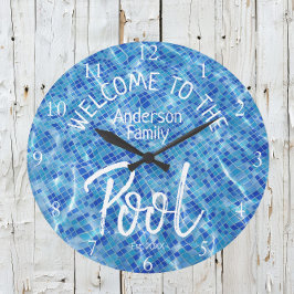 Personalisiertes Aqua Tile Herzlich willkommen im  Große Wanduhr