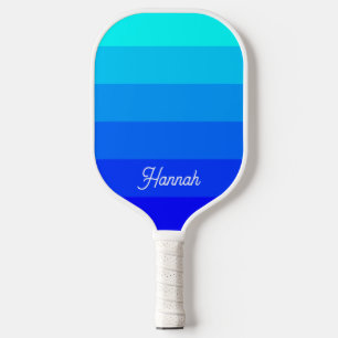 Personalisiertes aquablaues Ombre-Streifenmuster Pickleball Schläger
